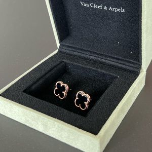 Onyx and rose gold Van Cleef stud earrings